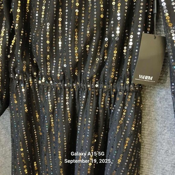 White House Black Market Long-Sleeve Sequin Blouson Dress – Size Medium Cocktail - Picture 10 of 10